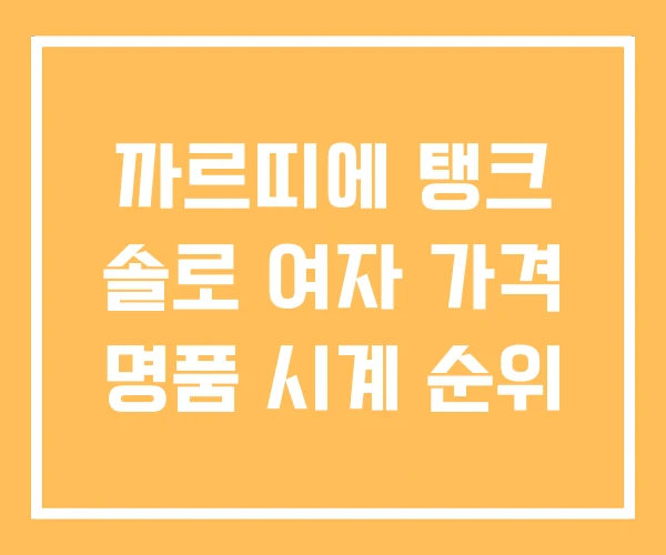 까르띠에 탱크 솔로 여자 가격 명품 시계 순위