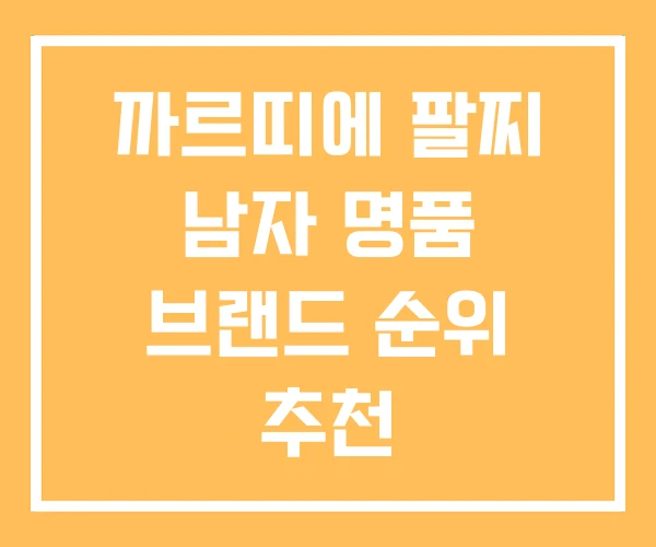 까르띠에 팔찌 남자 명품 브랜드 순위 추천