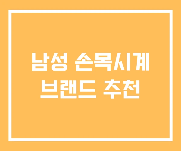 남성 손목시계 브랜드 추천 남성 손목시계 브랜드 추천