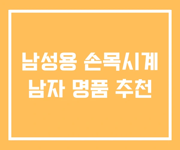 남성용 손목시계 남자 명품 추천