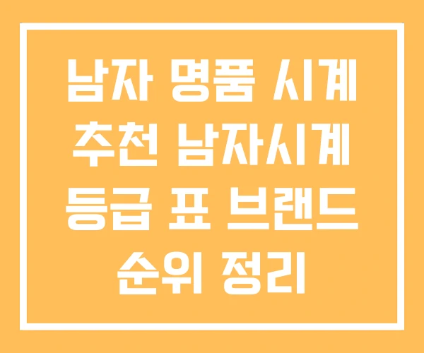 남자 명품 시계 추천 남자시계 등급 표 브랜드 순위 정리