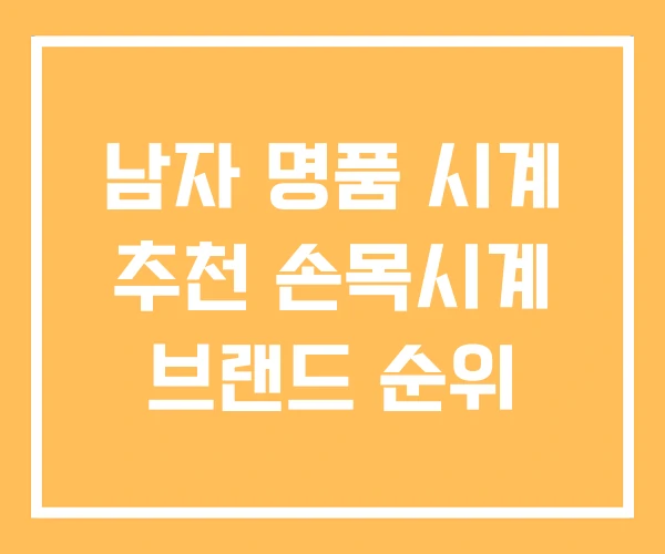 남자 명품 시계 추천 손목시계 브랜드 순위 남자 명품 시계 추천 손목시계 브랜드 순위