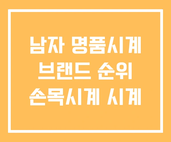 남자 명품시계 브랜드 순위 손목시계 시계