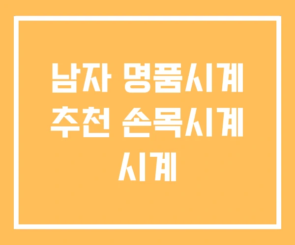 남자 명품시계 추천 손목시계 시계