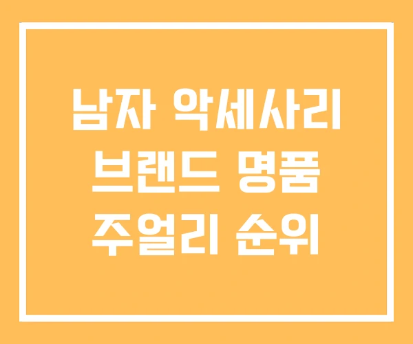 남자 악세사리 브랜드 명품 주얼리 순위