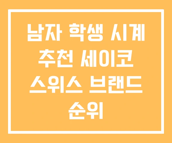 남자 학생 시계 추천 세이코 스위스 브랜드 순위