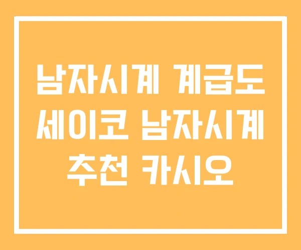 남자시계 계급도 세이코 남자시계 추천 카시오