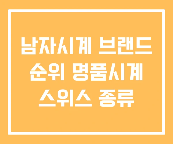 남자시계 브랜드 순위 명품시계 스위스 종류 남자시계 브랜드 순위 명품시계 스위스 종류