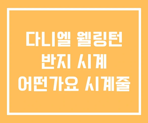 다니엘 웰링턴 반지 시계 어떤가요 시계줄 다니엘 웰링턴 반지 시계 어떤가요 시계줄