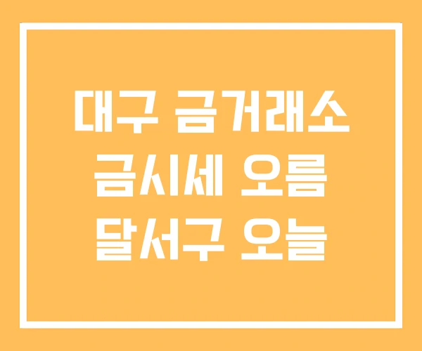 대구 금거래소 금시세 오름 달서구 오늘