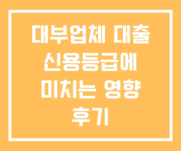 대부업체 대출 신용등급에 미치는 영향 후기
