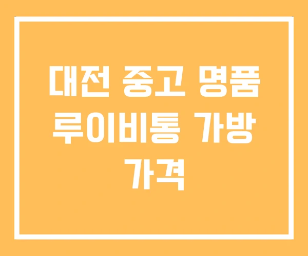 대전 중고 명품 루이비통 가방 가격