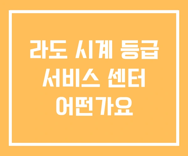 라도 시계 등급 서비스 센터 어떤가요