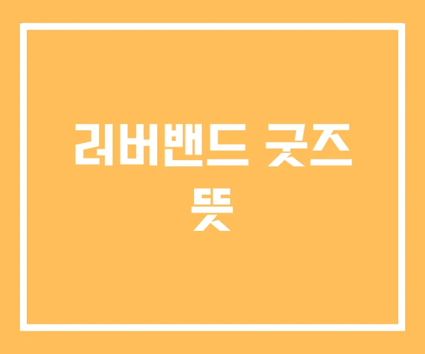 러버밴드 굿즈 뜻 러버밴드 굿즈 뜻
