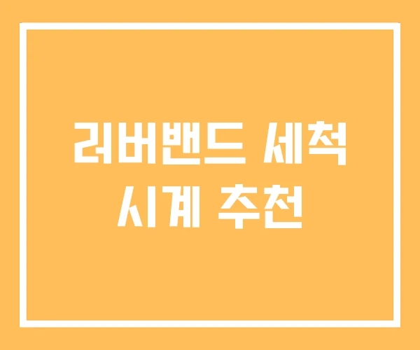 러버밴드 세척 시계 추천