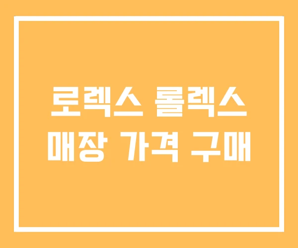 로렉스 롤렉스 매장 가격 구매