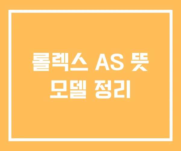 롤렉스 AS 뜻 모델 정리 롤렉스 AS 뜻 모델 정리