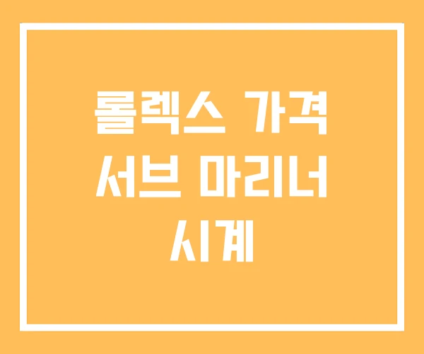 롤렉스 가격 서브 마리너 시계