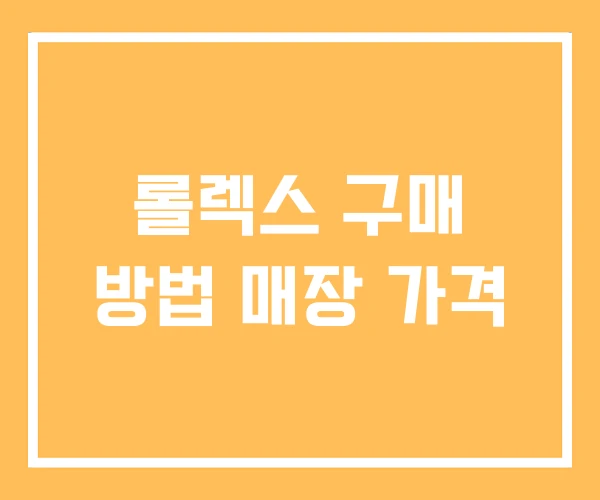 롤렉스 구매 방법 매장 가격