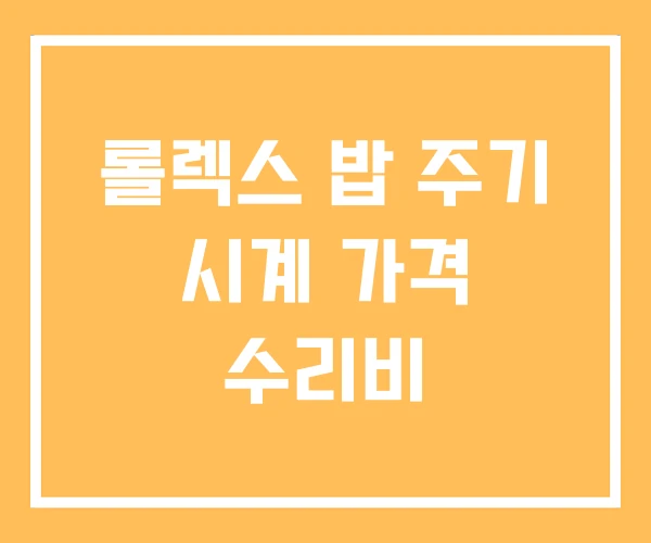 롤렉스 밥 주기 시계 가격 수리비