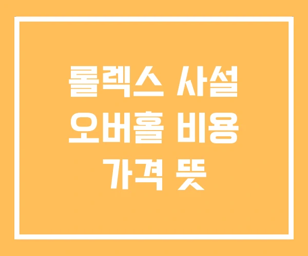 롤렉스 사설 오버홀 비용 가격 뜻