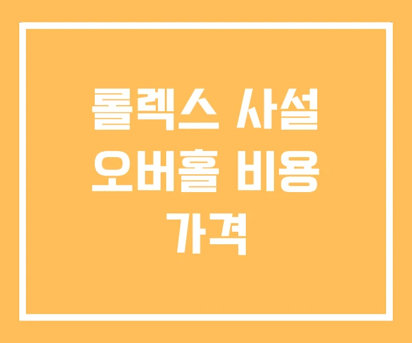 롤렉스 사설 오버홀 비용 가격 롤렉스 사설 오버홀 비용 가격