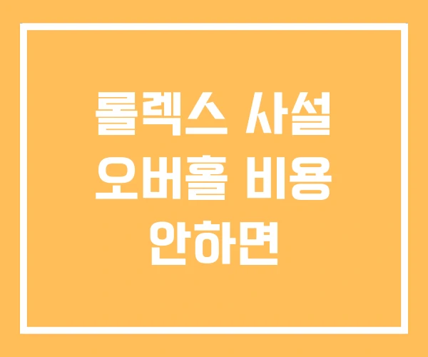 롤렉스 사설 오버홀 비용 안하면 롤렉스 사설 오버홀 비용 안하면