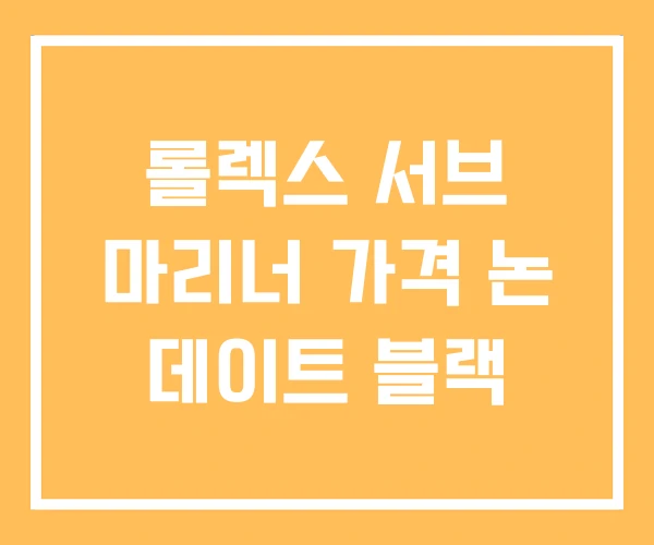 롤렉스 서브 마리너 가격 논 데이트 블랙