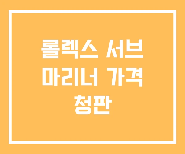 롤렉스 서브 마리너 가격 청판