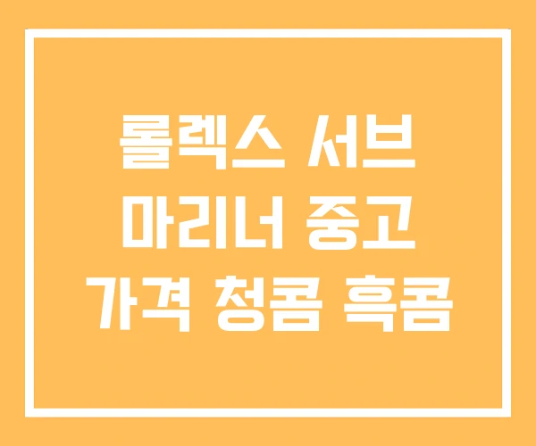 롤렉스 서브 마리너 중고 가격 청콤 흑콤