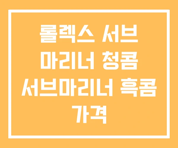 롤렉스 서브 마리너 청콤 서브마리너 흑콤 가격