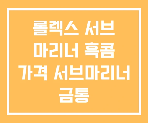 롤렉스 서브 마리너 흑콤 가격 서브마리너 금통