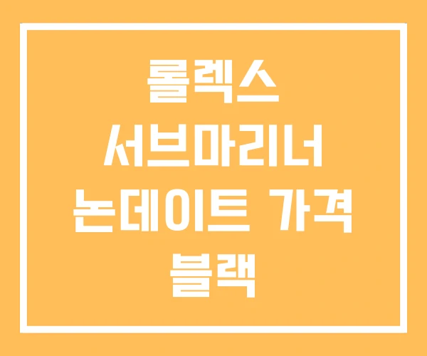 롤렉스 서브마리너 논데이트 가격 블랙