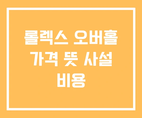 롤렉스 오버홀 가격 뜻 사설 비용