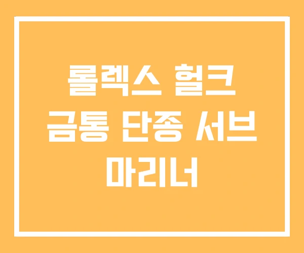 롤렉스 헐크 금통 단종 서브 마리너 롤렉스 헐크 금통 단종 서브 마리너