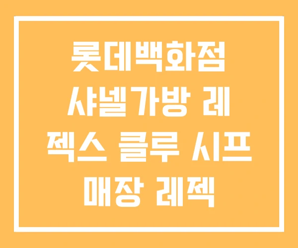 롯데백화점 샤넬가방 레 젝스 클루 시프 매장 레젝