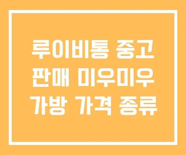 루이비통 중고 판매 미우미우 가방 가격 종류
