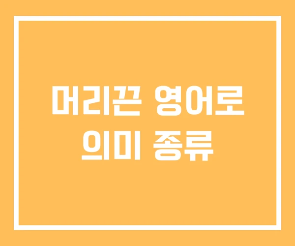머리끈 영어로 의미 종류 머리끈 영어로 의미 종류