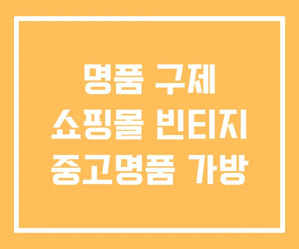 명품 구제 쇼핑몰 빈티지 중고명품 가방