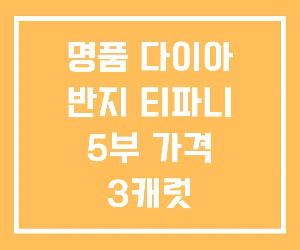 명품 다이아 반지 티파니 5부 가격 3캐럿