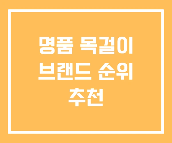명품 목걸이 브랜드 순위 추천 명품 목걸이 브랜드 순위 추천