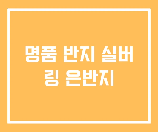 명품 반지 실버 링 은반지