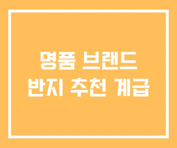명품 브랜드 반지 추천 계급 명품 브랜드 반지 추천 계급
