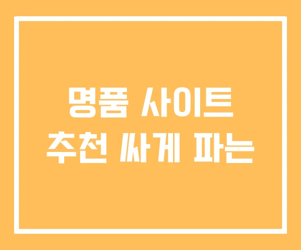 명품 사이트 추천 싸게 파는