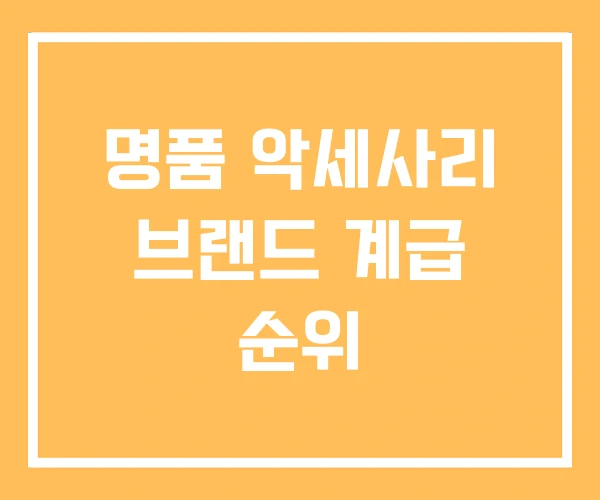명품 악세사리 브랜드 계급 순위