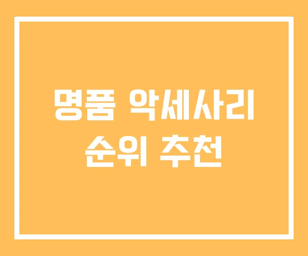 명품 악세사리 순위 추천 명품 악세사리 순위 추천