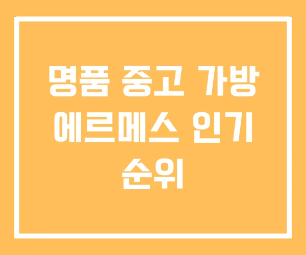 명품 중고 가방 에르메스 인기 순위