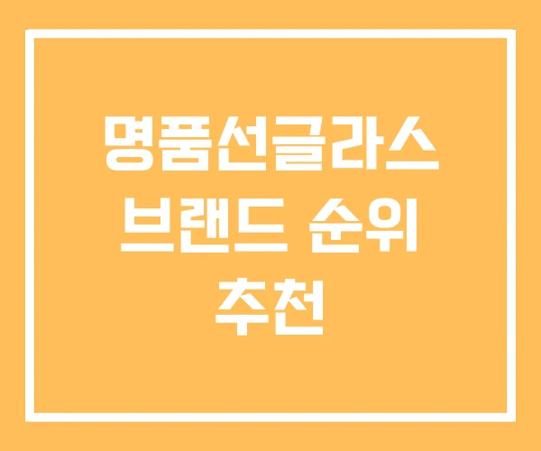 명품선글라스 브랜드 순위 추천