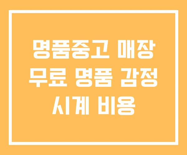 명품중고 매장 무료 명품 감정 시계 비용