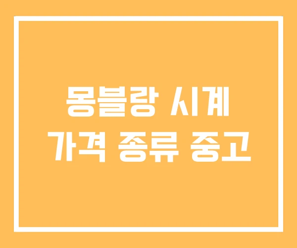 몽블랑 시계 가격 종류 중고